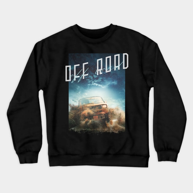 Off Road Vehicle Text in Dark Black background Crewneck Sweatshirt by RedCrunch